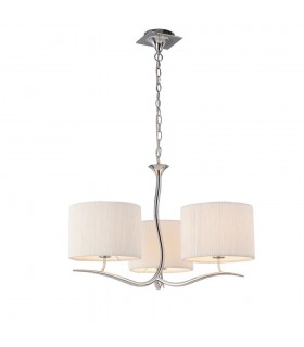 Ceiling Pendant 3 Light E27, Polished Chrome with White Round Shade - 1