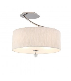 Semi Flush Ceiling 2 Light E27, Polished Chrome with White Oval Shade - 1