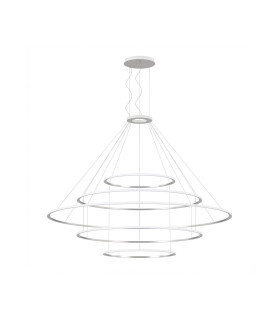 Circular Inward 5 Rings 200cm Integrated LED Pendant Ceiling Light White 340W 3000K Dali Dimmming-1