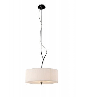Ceiling Pendant 3 Light E27, Polished Chrome with White Round Shade - 1