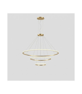 Circular Inward 3 Rings 200cm Integrated LED Pendant Ceiling Light Gold 234W 3000K 1-10V Dimming