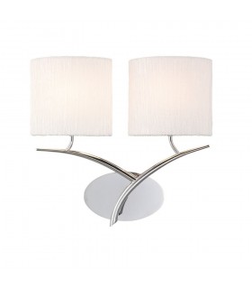 Wall Lamp Switched 2 Light E27, Polished Chrome with White Oval Shades - 1
