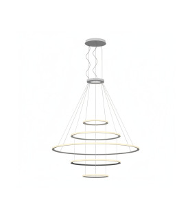 Circular Outward 5 Rings 200cm Integrated LED Pendant Ceiling Light White 340W 3000K 1-10V Dimming-1