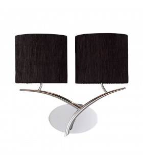 Wall Lamp Switched 2 Light E27, Polished Chrome with Black Oval Shades - 1