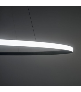 Circular Outward 5 Rings 200cm Integrated LED Pendant Ceiling Light Black 340W 3000K 1-10V Dimming-2
