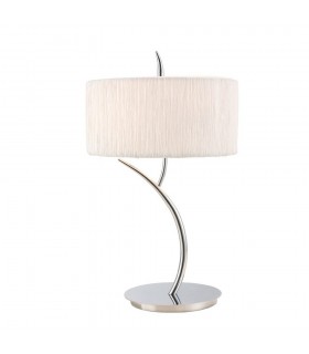 Table Lamp 2 Light E27 Large, Polished Chrome with White Round Shade - 1