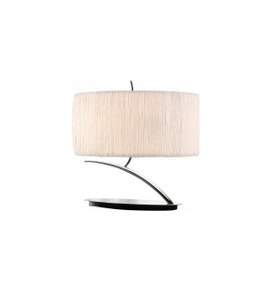 Table Lamp 2 Light E27 Small, Polished Chrome with White Oval Shade - 1