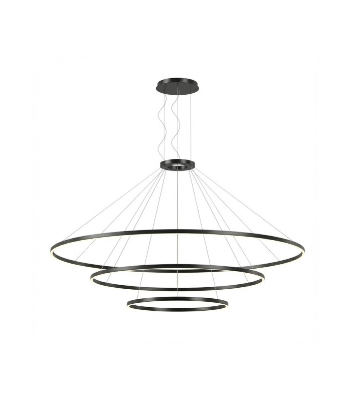 Circular Downward 3 Rings 300cm Home Black LED 320W 3000K 1-10V Dimming