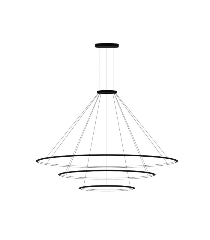Circular Downward 3 Rings 200cm Home Black LED 190W 3000K On-Off