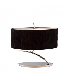 Table Lamp 2 Light E27 Small, Polished Chrome with Black Oval Shade - 1