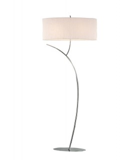 Floor Lamp 2 Light E27, Polished Chrome with White Oval Shade - 1