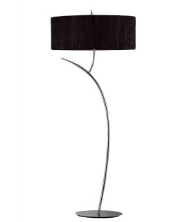 Floor Lamp 2 Light E27, Polished Chrome with Black Oval Shade - 1