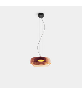 Levels Twin Dome 42cm Dome Pendant Ceiling Light Black Amber LED 19W CCT 2700-3000-4000K Phase Cut Dimming