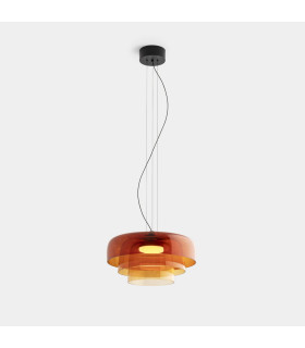 Levels Triple Dome 42cm Dome Pendant Ceiling Light Black Amber LED 19W CCT 2700-3000-4000K Phase Cut Dimming