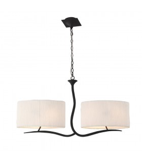 Ceiling Pendant 2 Arm 4 Light E27, Anthracite with White Oval Shades - 1