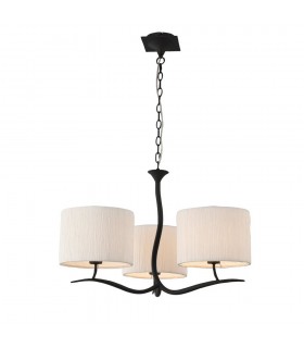 Ceiling Pendant 3 Light E27, Anthracite with White Round Shades - 1