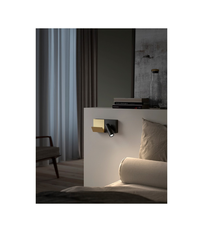 E-Lamp Reading Wall Light Black Gold LED 3.2W 2700K On-Off-2