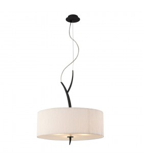 Ceiling Pendant 3 Light E27, Anthracite with White Round Shade - 1