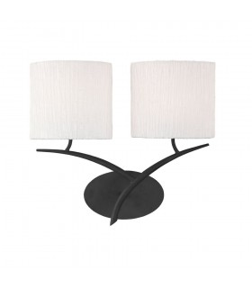 Wall Lamp 2 Light E27, Anthracite with White Oval Shades - 1