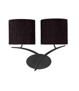 Wall Lamp 2 Light E27, Anthracite with Black Oval Shades - 1