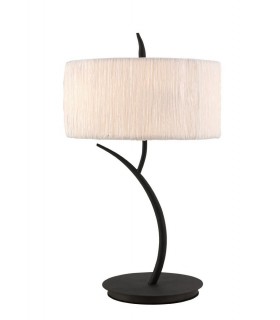 Table Lamp 2 Light E27 Large, Anthracite with White Round Shade - 1