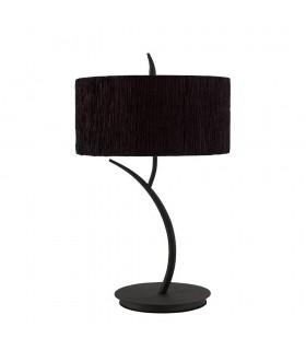 Table Lamp 2 Light E27 Large, Anthracite with Black Round Shade - 1