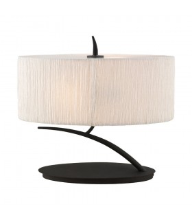 Table Lamp 2 Light E27 Small, Anthracite with White Oval Shade - 1