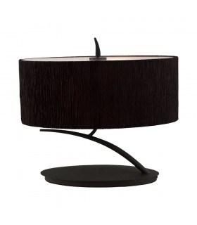 Table Lamp 2 Light E27 Small, Anthracite with Black Oval Shade - 1