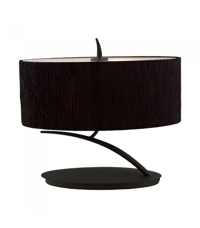 Table Lamp 2 Light E27 Small, Anthracite with Black Oval Shade - 1