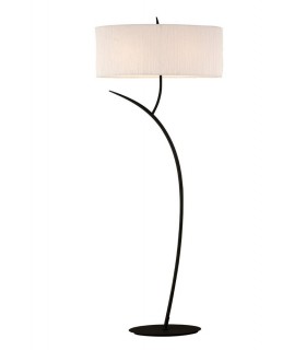 Floor Lamp 2 Light E27, Anthracite with White Oval Shade - 1
