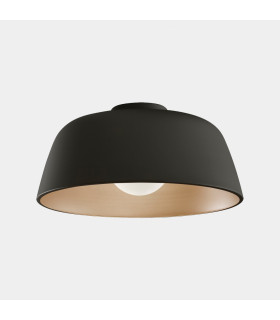 Miso 43cm Bowl Semi Flush Ceiling Light Black E27 15W-1