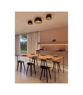 Miso 43cm Bowl Semi Flush Ceiling Light Black E27 15W-2