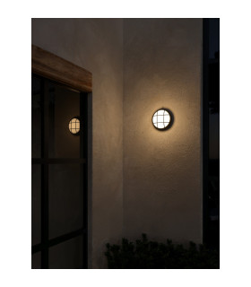 Fond Round Outdoor Bulkheads Wall Lamp Black E27 15W IP44-2