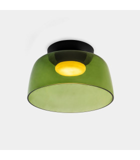 Levels Single Dome 32cm Bowl Semi Flush Ceiling Light Black Green LED 28W CCT 2700-3000-4000K Phase Cut Dimming