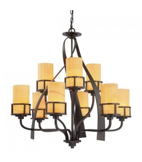 9 Light Multi Arm Chandelier Imperial Bronze Finish, E27 - 1
