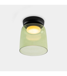 Levels Single Dome 22cm Bowl Semi Flush Ceiling Light Black Green LED 28W CCT 2700-3000-4000K Phase Cut Dimming