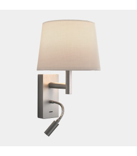 Metrica Shade Adjustable Reader Reading Wall Light Satin Nickel E27 17.3W 2700K On-Off