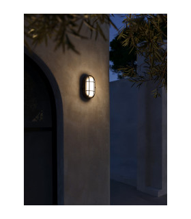 Fond Oval Outdoor Bulkheads Wall Lamp Black E27 15W IP44-2