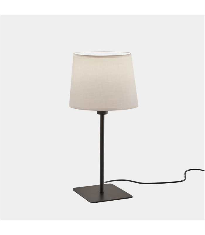 Metrica Square Table Lamp with Round Tapered Shade Black E27 15W-1