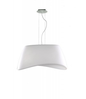 Ceiling Pendant 2 Light E27 Oval Outdoor IP44, Matt White, Opal White - 1
