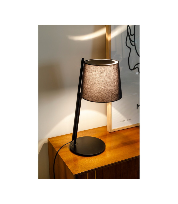 Clip Table Lamp with Round Tapered Shade Black E27 15W-2