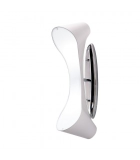 Flush Wall Lamp 2 Light E27, Gloss White, White Acrylic, Polished Chrome - 1