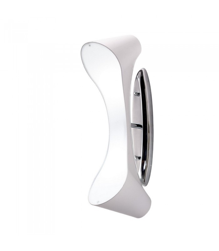 Flush Wall Lamp 2 Light E27, Gloss White, White Acrylic, Polished Chrome - 1