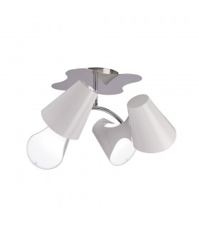 Ceiling 2 Arm 4 Light E27, Gloss White, White Acrylic, Polished Chrome - 1