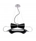 Ceiling Pendant 6 Flat Round Light E27, Gloss Black, White Acrylic, Polished Chrome - 1