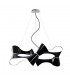 Ceiling Pendant 8 Twisted Round Light E27, Gloss Black, White Acrylic, Polished Chrome - 1