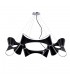 Ceiling Pendant 12 Twisted Round Light E27, Gloss Black, White Acrylic, Polished Chrome - 1