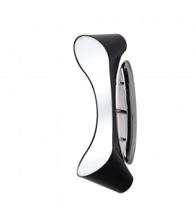 Flush Wall Lamp 2 Light E27, Gloss Black, White Acrylic, Polished Chrome - 1