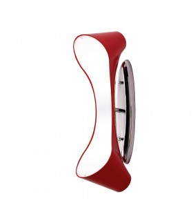 Flush Wall Lamp 2 Light E27, Gloss Red, White Acrylic, Polished Chrome - 1