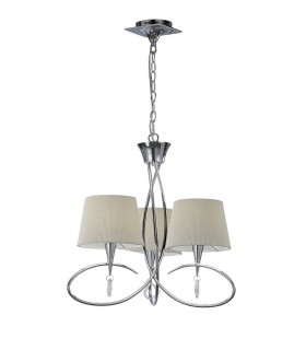 Ceiling Pendant 3 Light E14, Polished Chrome with Ivory White Shades - 1